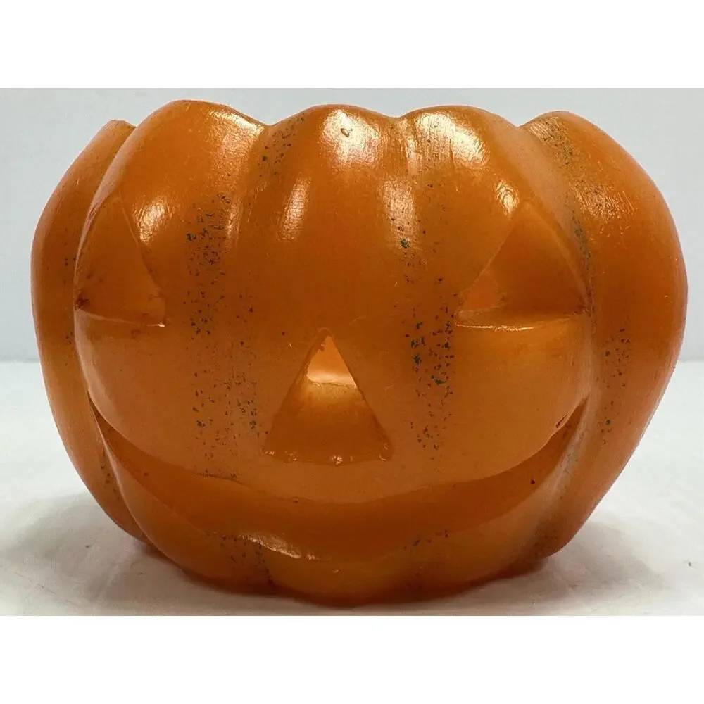 3 VTG Wax Jack o lantern Halloween Pumpkin Luminary‎ Electric Tea Light Holder
